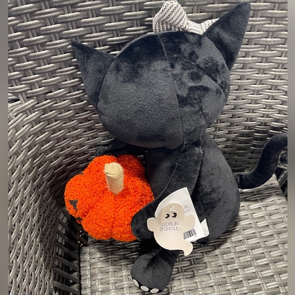 Halloween Black Cat with Orange Glitter Jack’o Lantern pumpkin Plush 🐈⬛ NWT - Picture 4 of 8